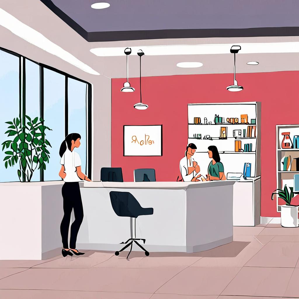 A chiropractic clinic reception area demonstrating patient intake and local lead conversion.