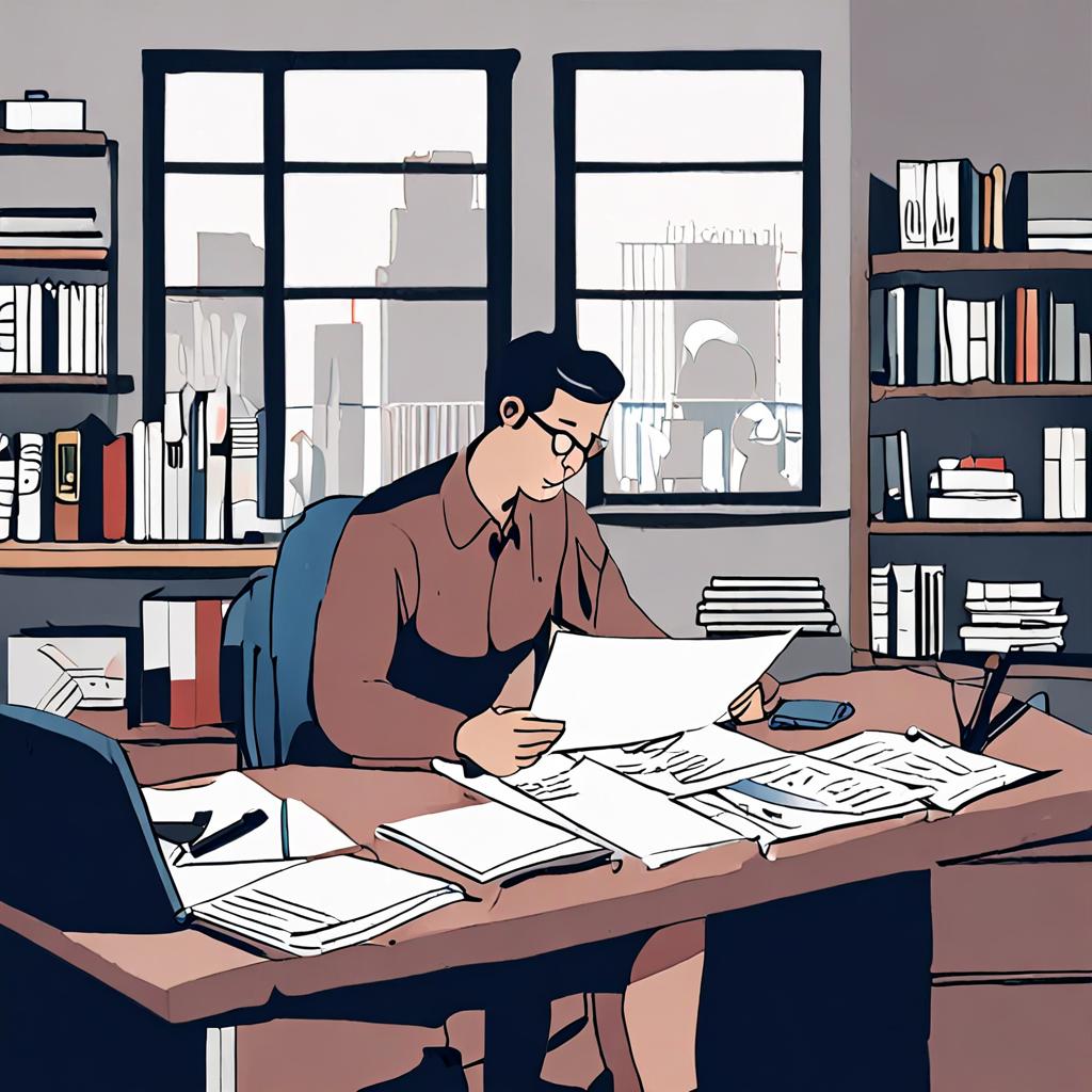 A business manager reviewing a printed search advertising performance report.