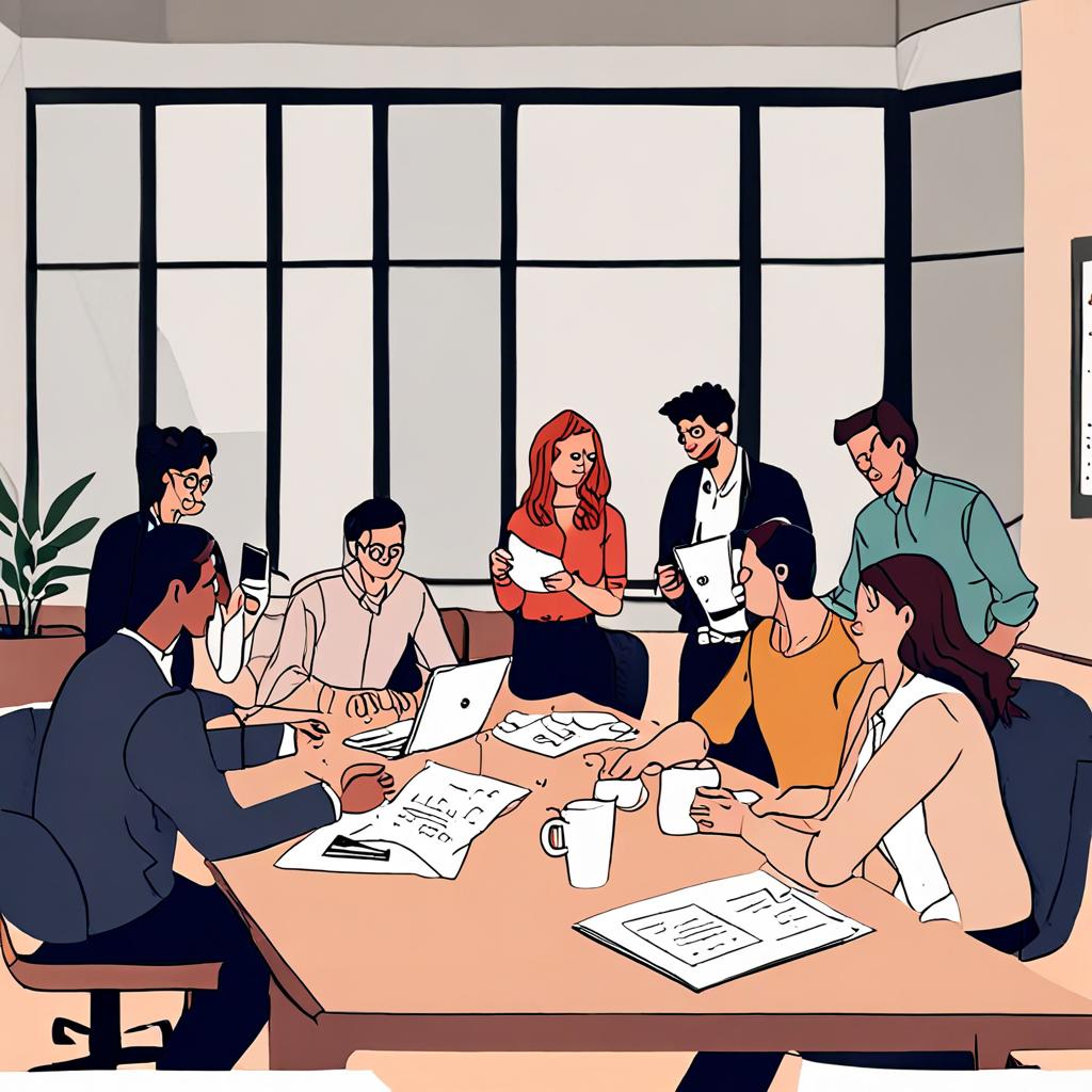 Marketing strategists reviewing campaign plans in an Ahmedabad office