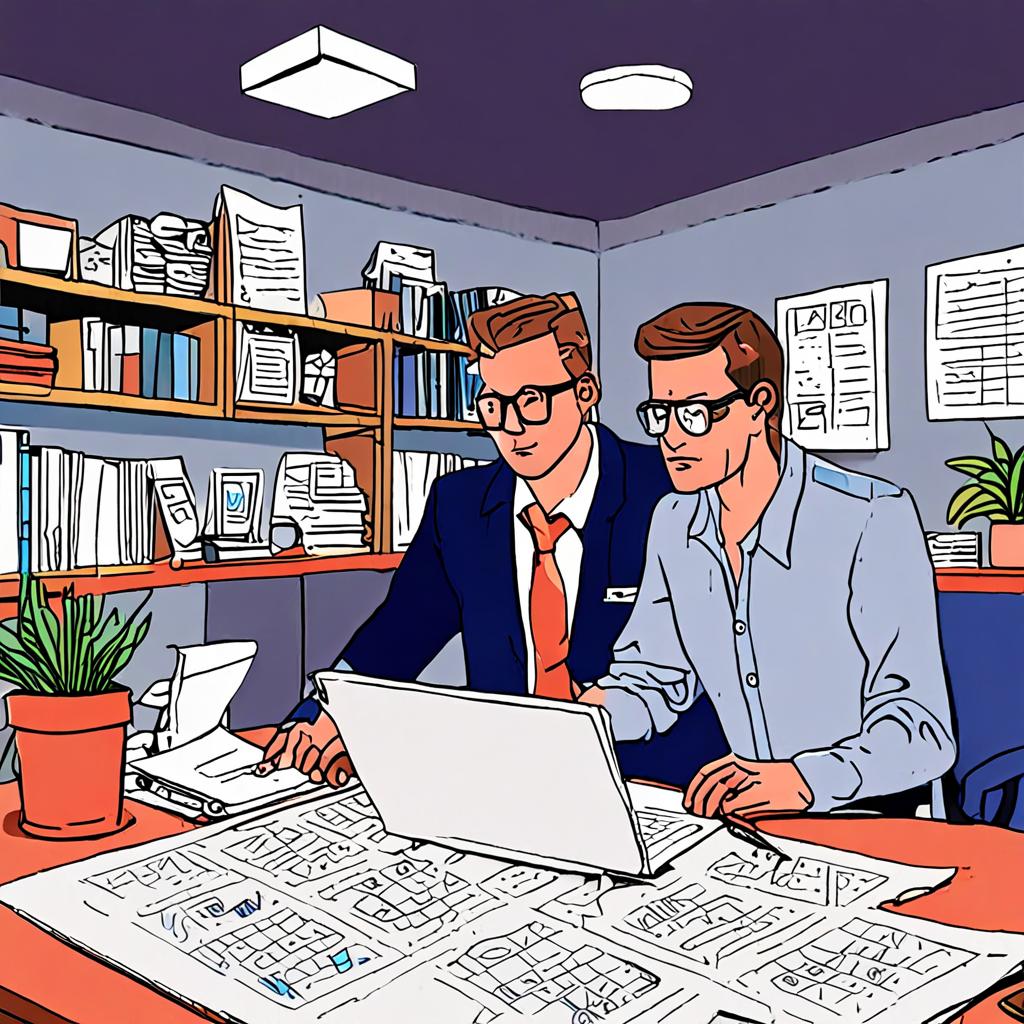 A business leader reviewing a marketing strategy roadmap with an expert consultant