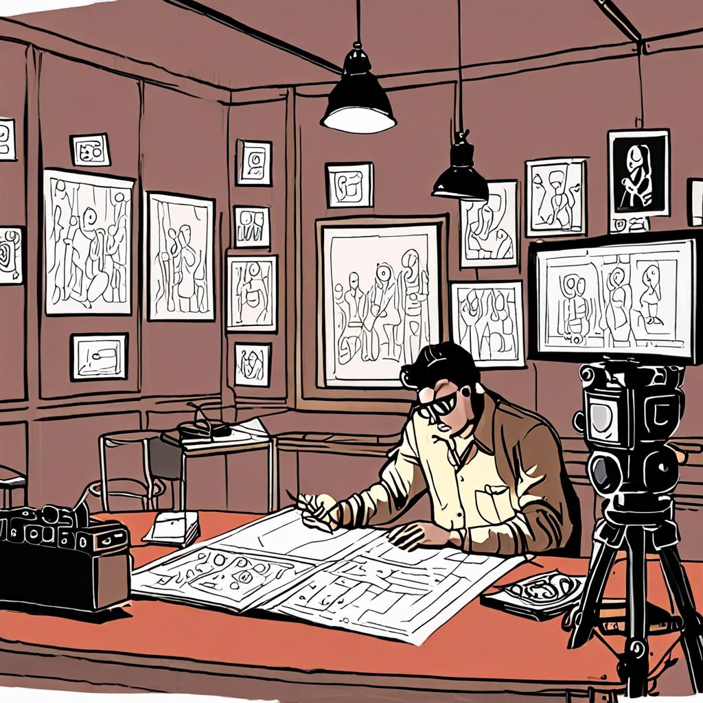 Film director planning commercial storyboard in an Ahmedabad creative studio